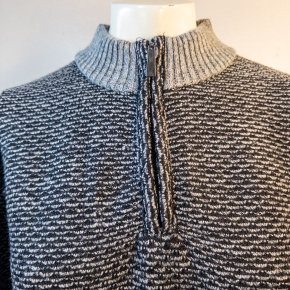 Whipper In Mens Size XXL Sweater Black Grey Knit Grandpacore New Zip Mockneck - Picture 9 of 11